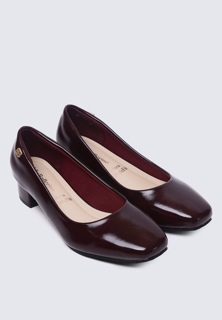Lucy Ultra WideFit Comfy Heels In MaroonHeels - myballerine