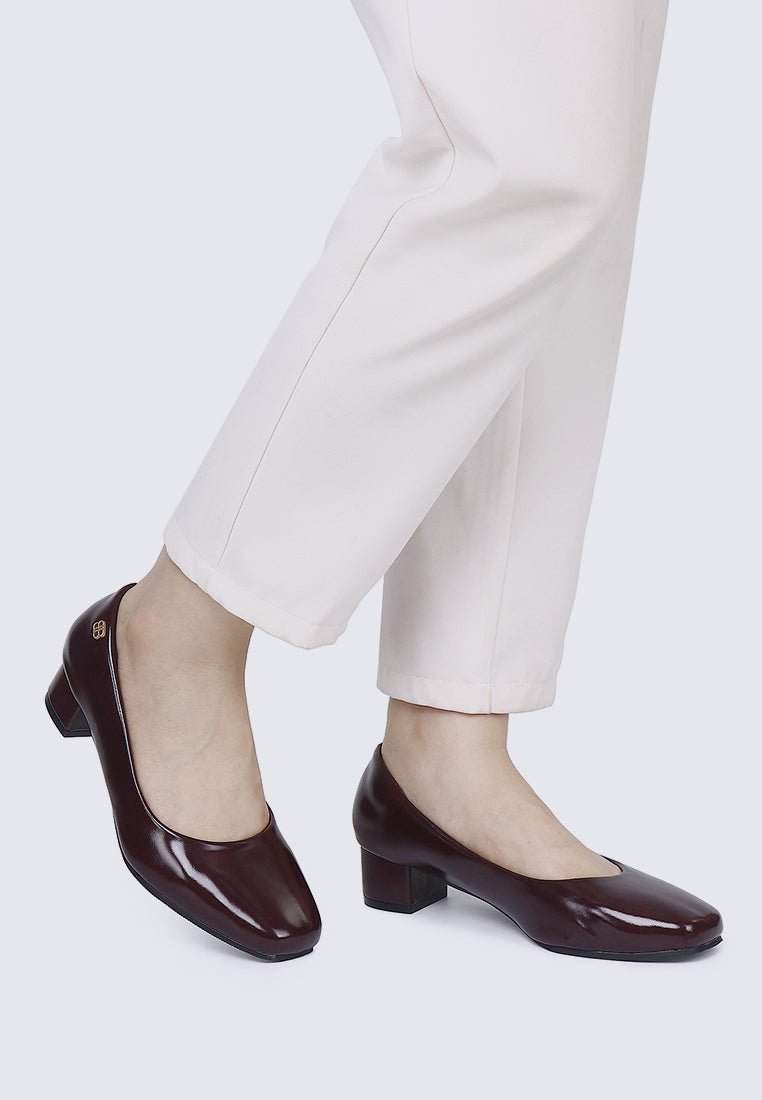 Lucy Ultra WideFit Comfy Heels In MaroonHeels - myballerine