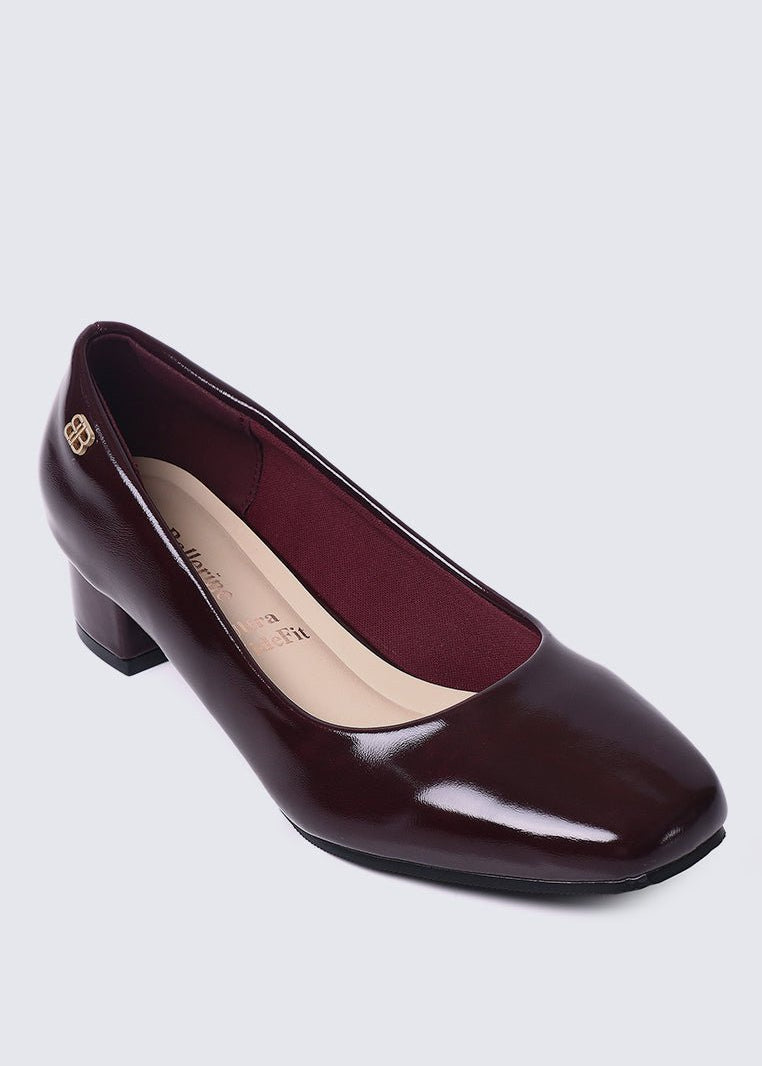 Lucy Ultra WideFit Comfy Heels In MaroonHeels - myballerine