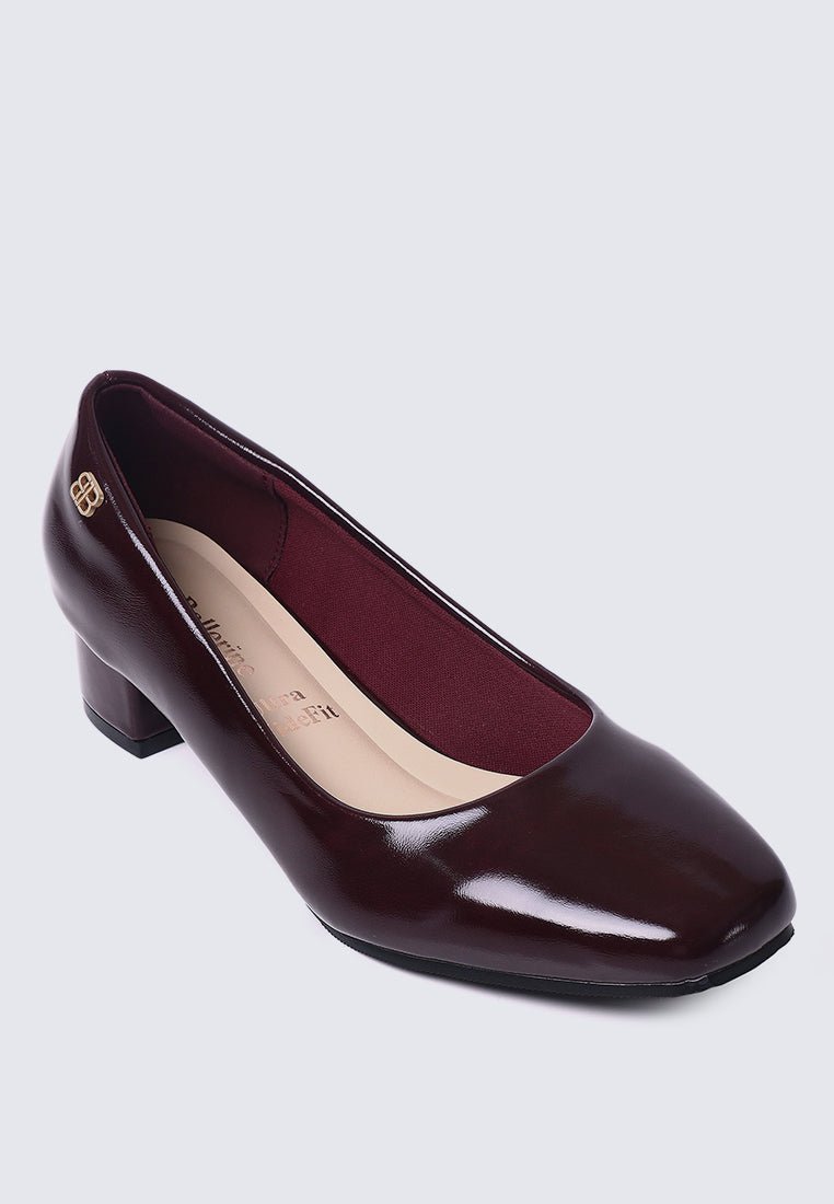 Lucy Ultra WideFit Comfy Heels In MaroonHeels - myballerine