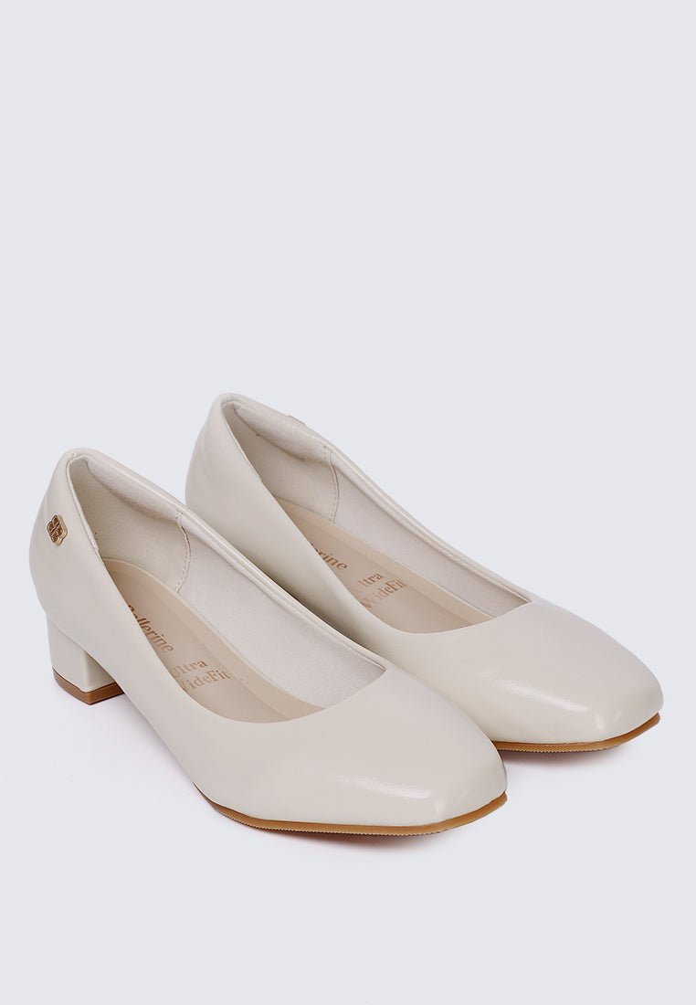 Lucy Ultra WideFit Comfy Heels In Off WhiteHeels - myballerine