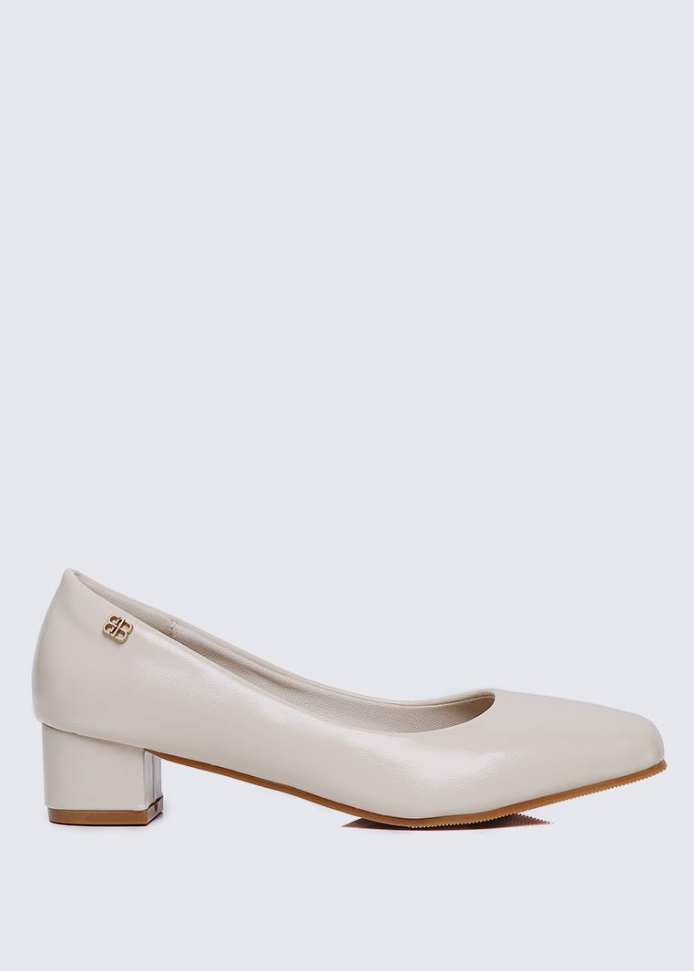 Lucy Ultra WideFit Comfy Heels In Off WhiteHeels - myballerine