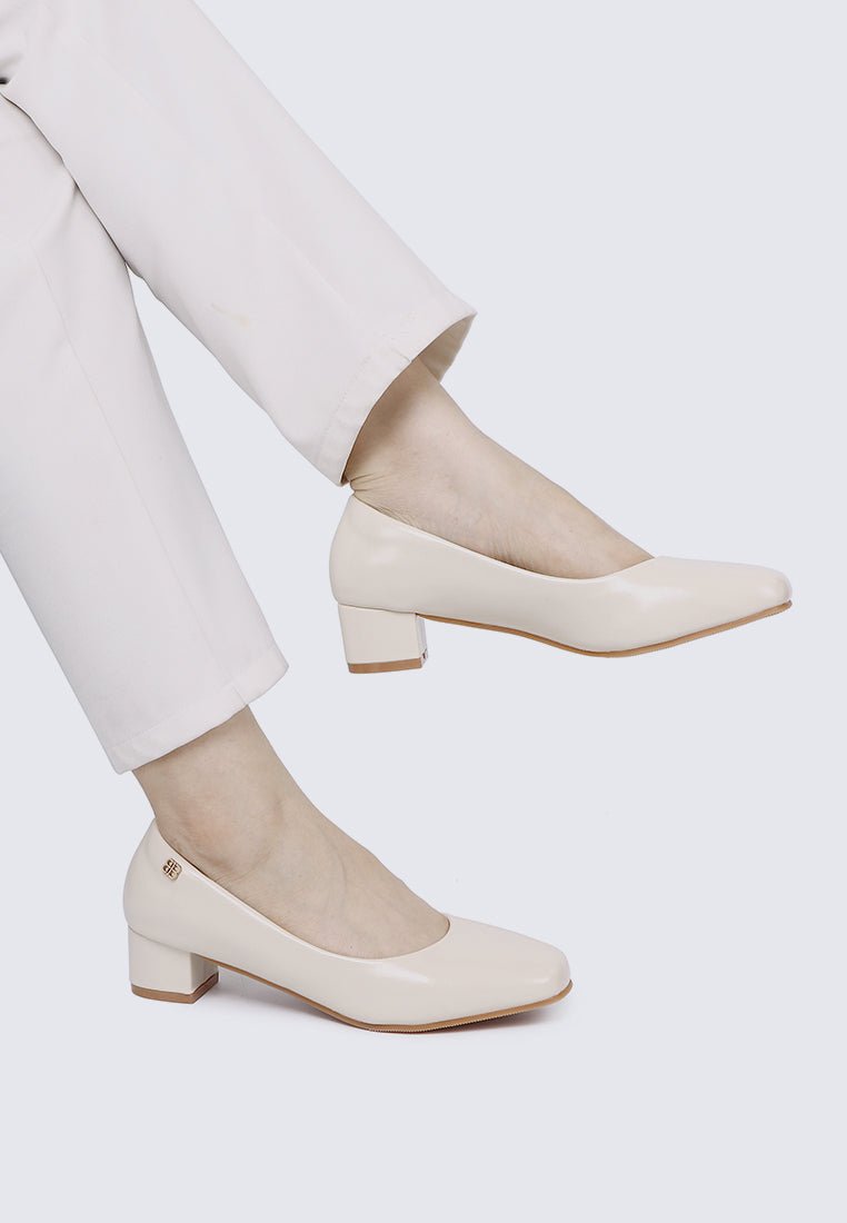 Lucy Ultra WideFit Comfy Heels In Off WhiteHeels - myballerine