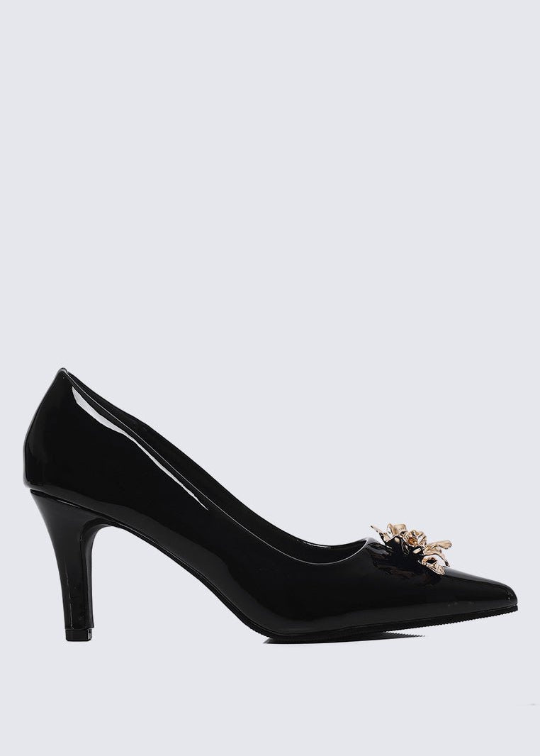 Luminous Blossom Comfy Heels In BlackHeels - myballerine