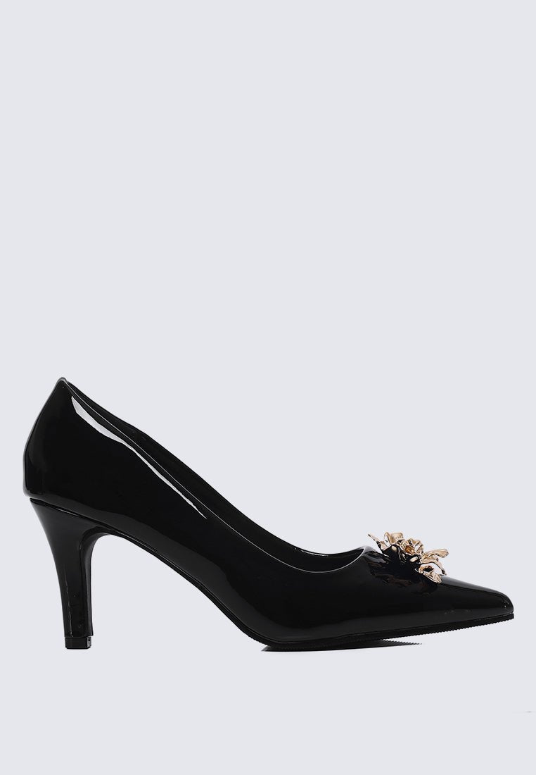 Luminous Blossom Comfy Heels In BlackHeels - myballerine