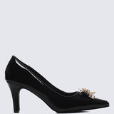 Luminous Blossom Comfy Heels In BlackHeels - myballerine