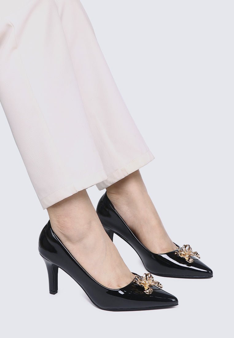 Luminous Blossom Comfy Heels In BlackHeels - myballerine