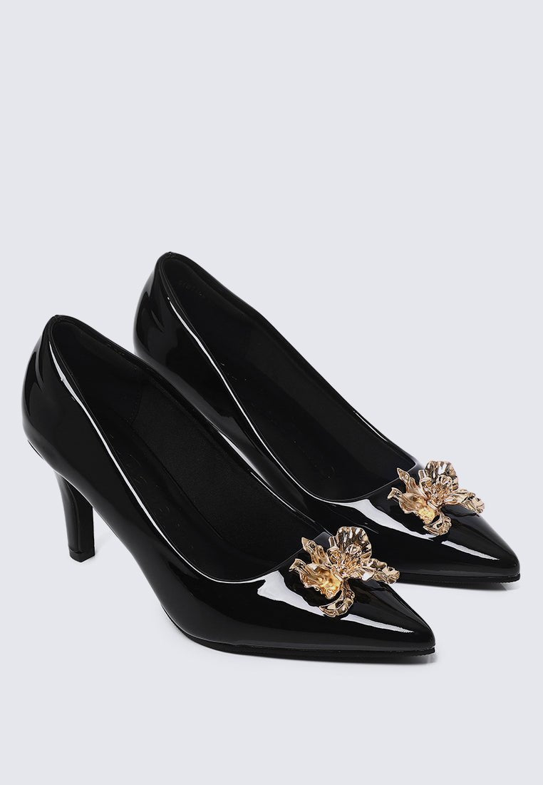 Luminous Blossom Comfy Heels In BlackHeels - myballerine