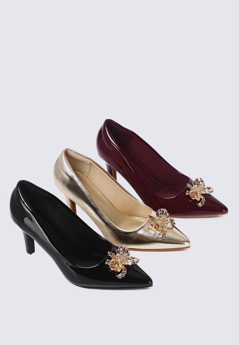 Luminous Blossom Comfy Heels In BlackHeels - myballerine