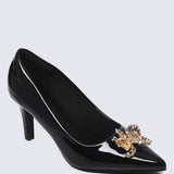 Luminous Blossom Comfy Heels In BlackHeels - myballerine
