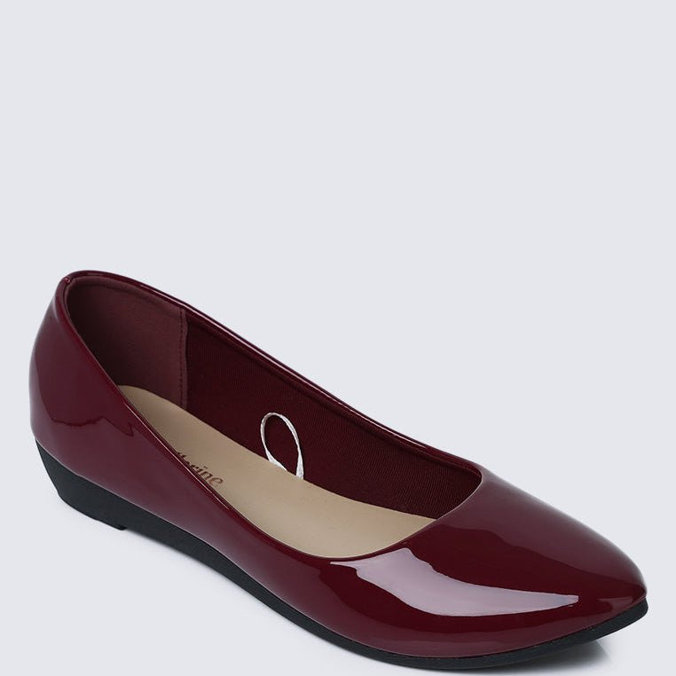 Lunna Comfy Ballerina In MaroonShoes - myballerine