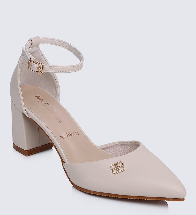 Mandy WideFit Comfy Heels In BeigeShoes - myballerine