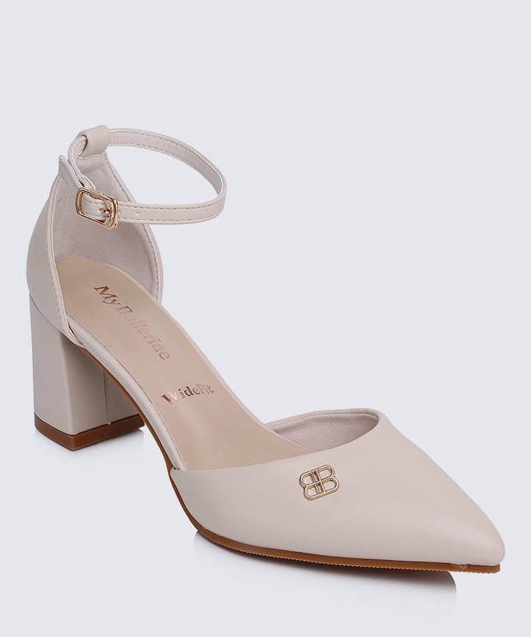 Mandy WideFit Comfy Heels In BeigeShoes - myballerine