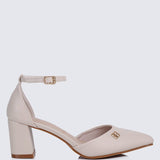 Mandy WideFit Comfy Heels In BeigeShoes - myballerine