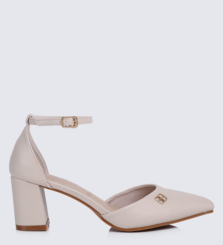 Mandy WideFit Comfy Heels In BeigeShoes - myballerine