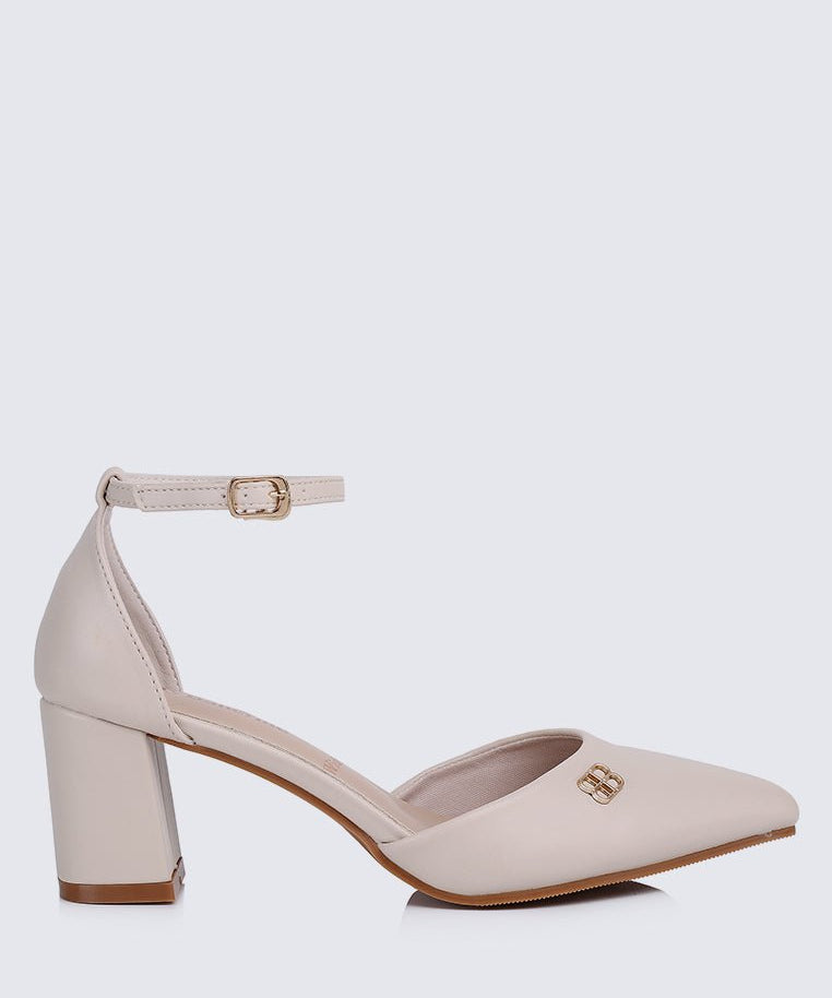 Mandy WideFit Comfy Heels In BeigeShoes - myballerine