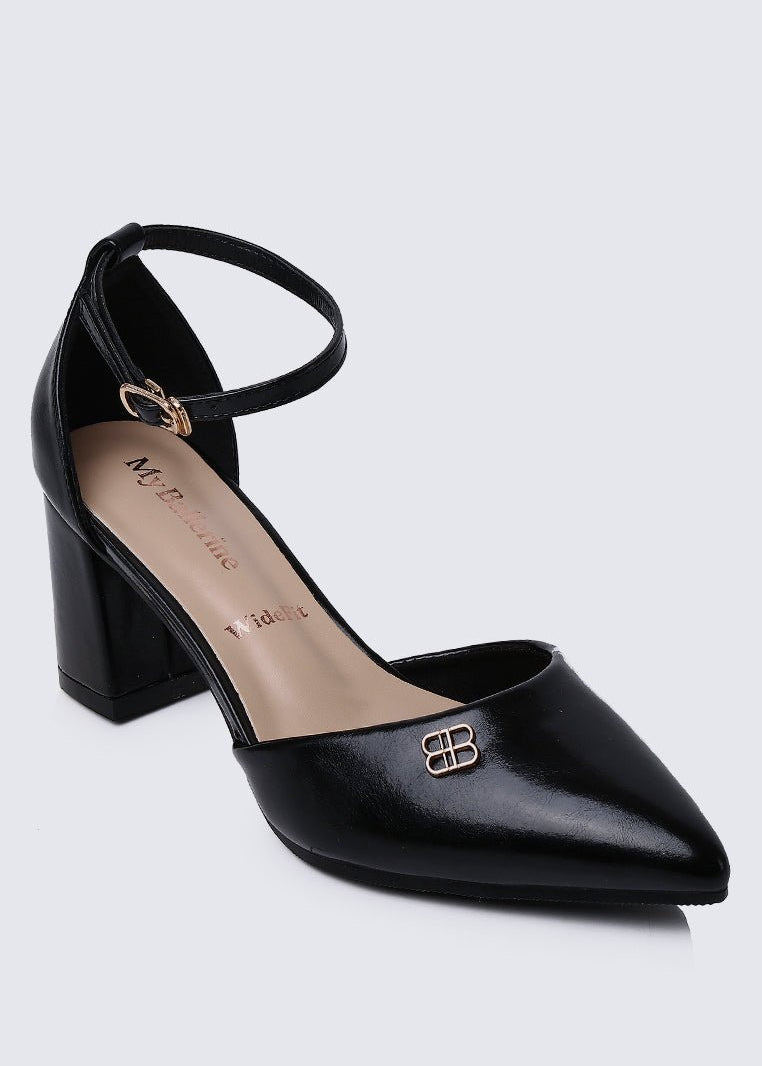 Mandy WideFit Comfy Heels In BlackShoes - myballerine