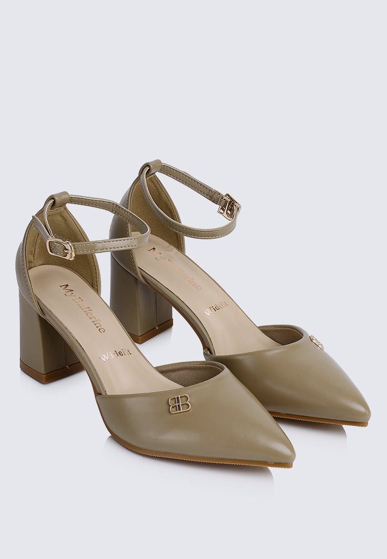 Mandy WideFit Comfy Heels In TaupeShoes - myballerine