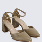 Mandy WideFit Comfy Heels In TaupeShoes - myballerine