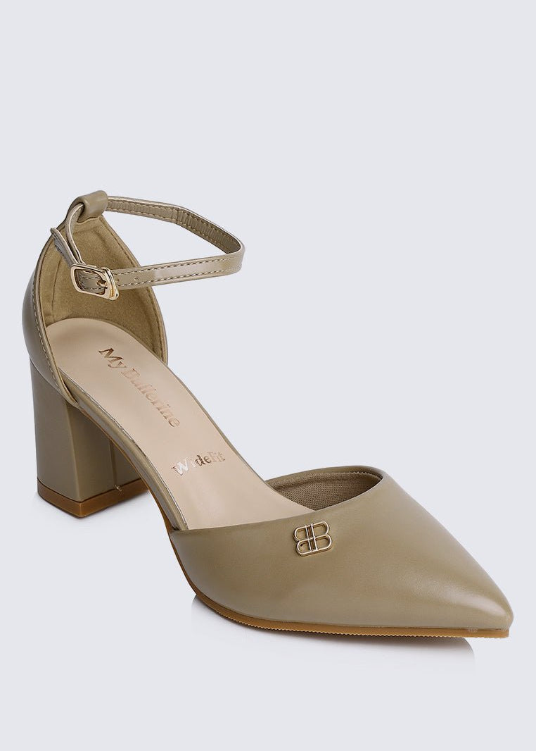 Mandy WideFit Comfy Heels In TaupeShoes - myballerine