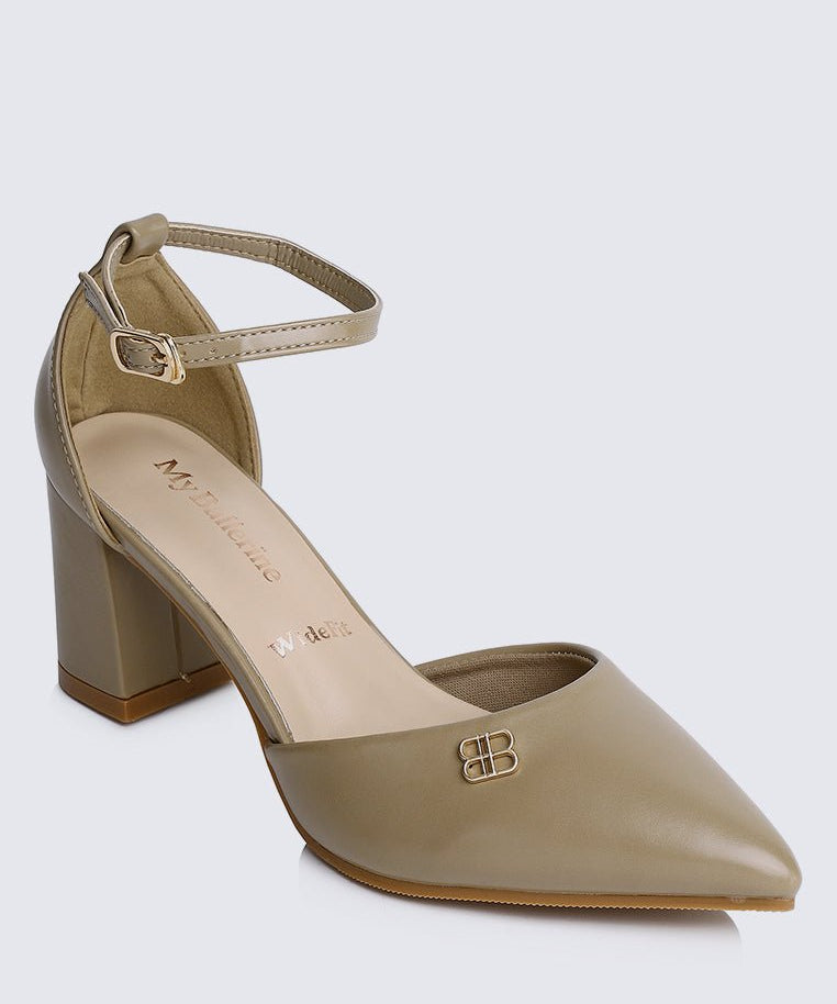 Mandy WideFit Comfy Heels In TaupeShoes - myballerine