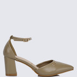 Mandy WideFit Comfy Heels In TaupeShoes - myballerine