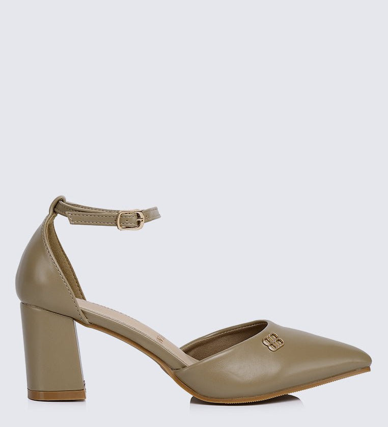 Mandy WideFit Comfy Heels In TaupeShoes - myballerine