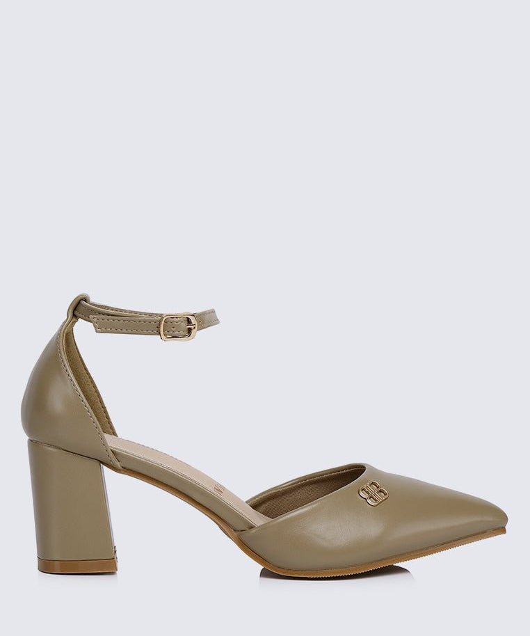 Mandy WideFit Comfy Heels In TaupeShoes - myballerine