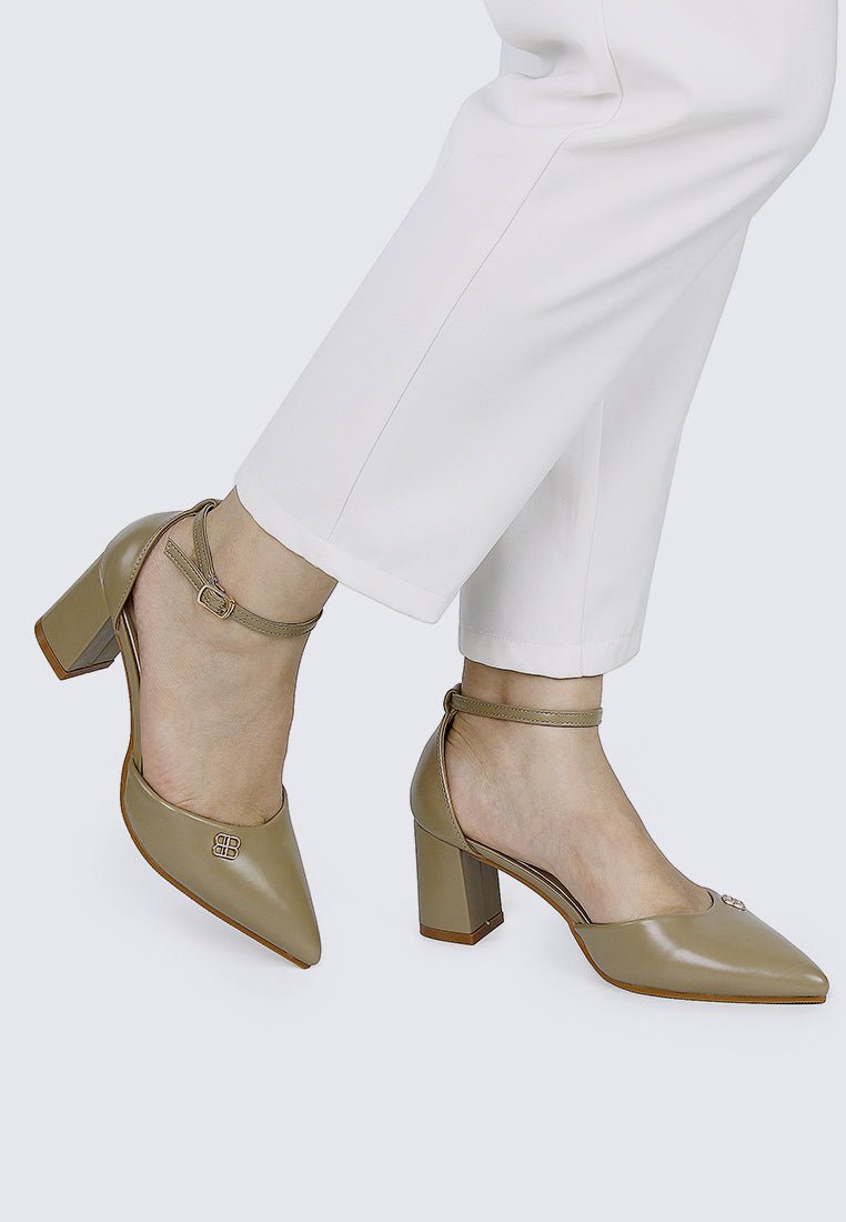 Mandy WideFit Comfy Heels In TaupeShoes - myballerine