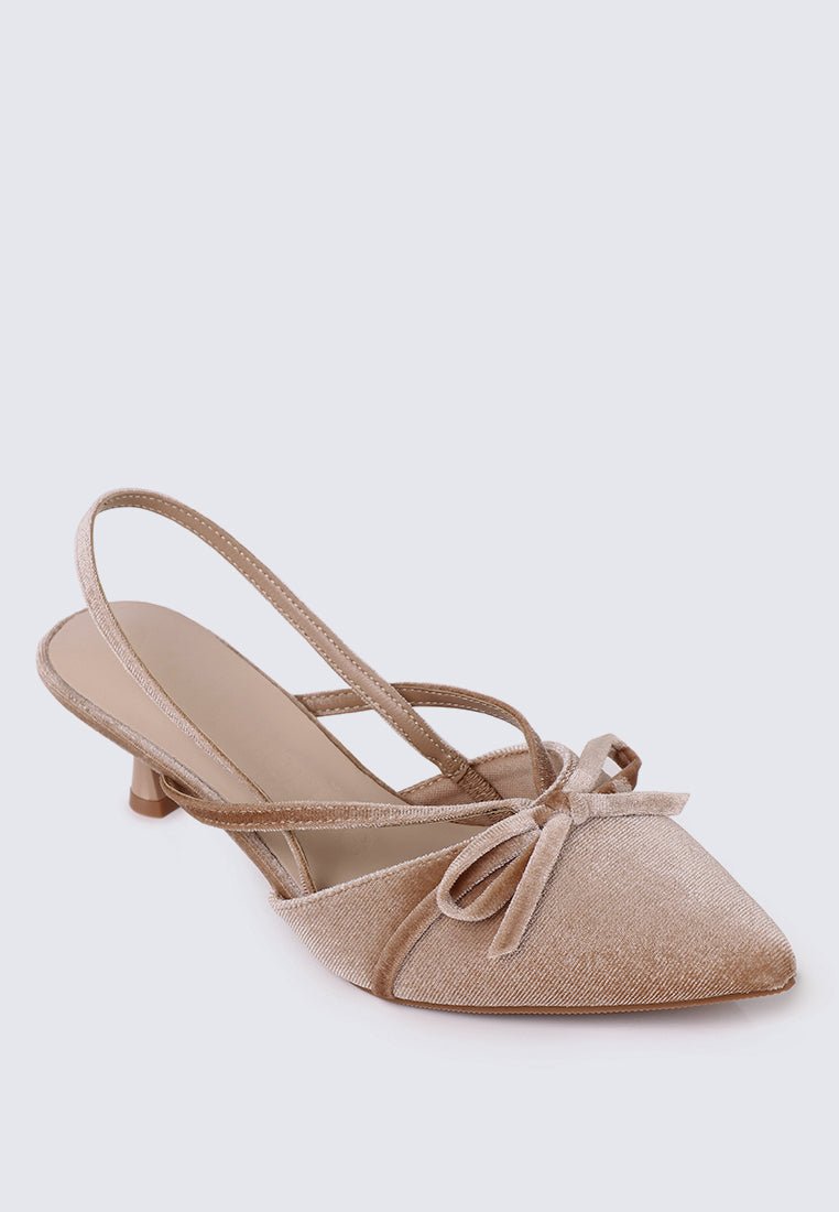 Morvella Comfy Heels In AlmondHeels - myballerine