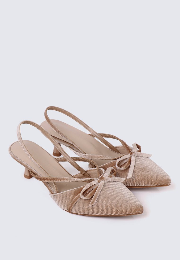 Morvella Comfy Heels In AlmondHeels - myballerine