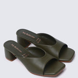 Nami Ultra WideFit Comfy Heels In OliveHeels - myballerine