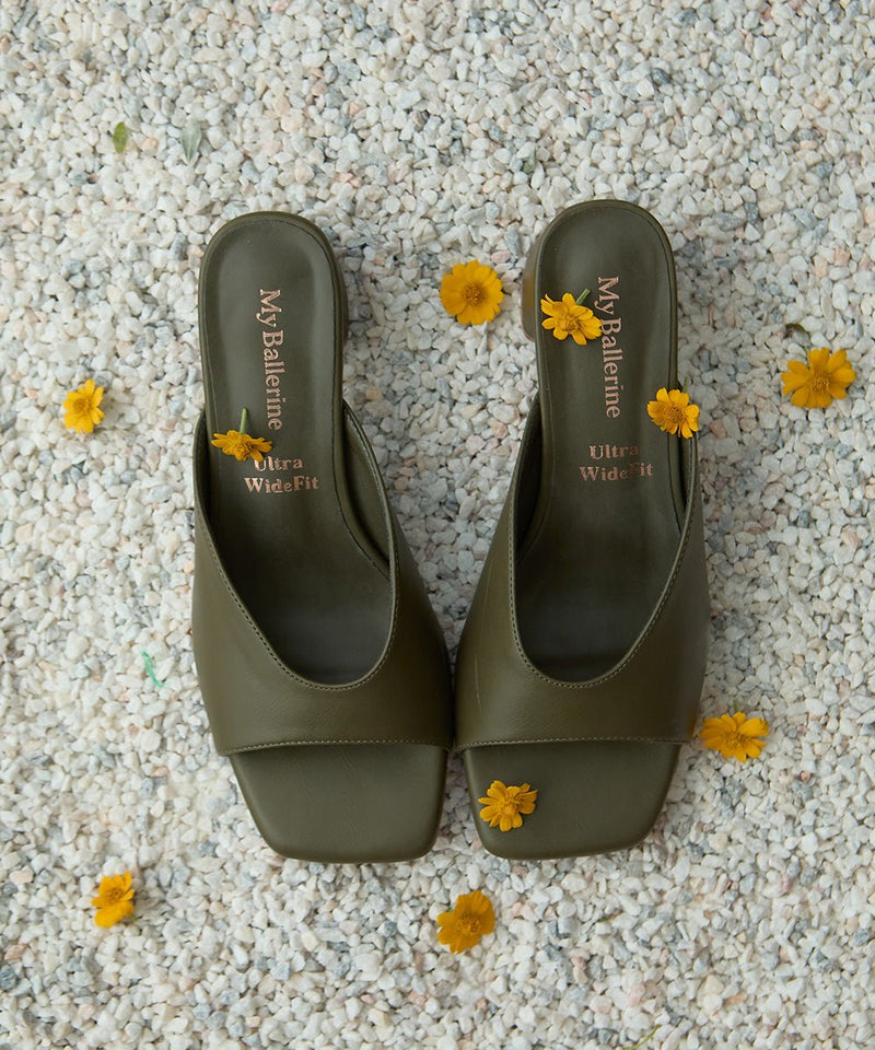 Nami Ultra WideFit Comfy Heels In OliveHeels - myballerine