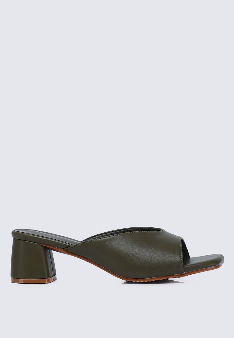 Nami Ultra WideFit Comfy Heels In OliveHeels - myballerine