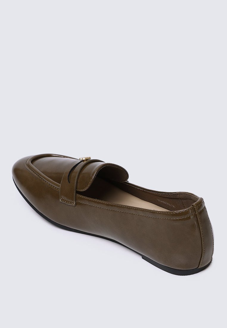 Noa Comfy Loafers In OliveLoafers - myballerine