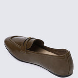 Noa Comfy Loafers In OliveLoafers - myballerine