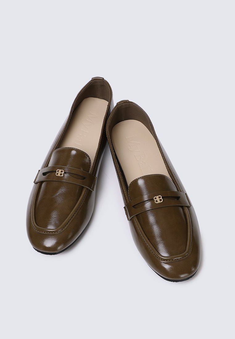 Noa Comfy Loafers In OliveLoafers - myballerine