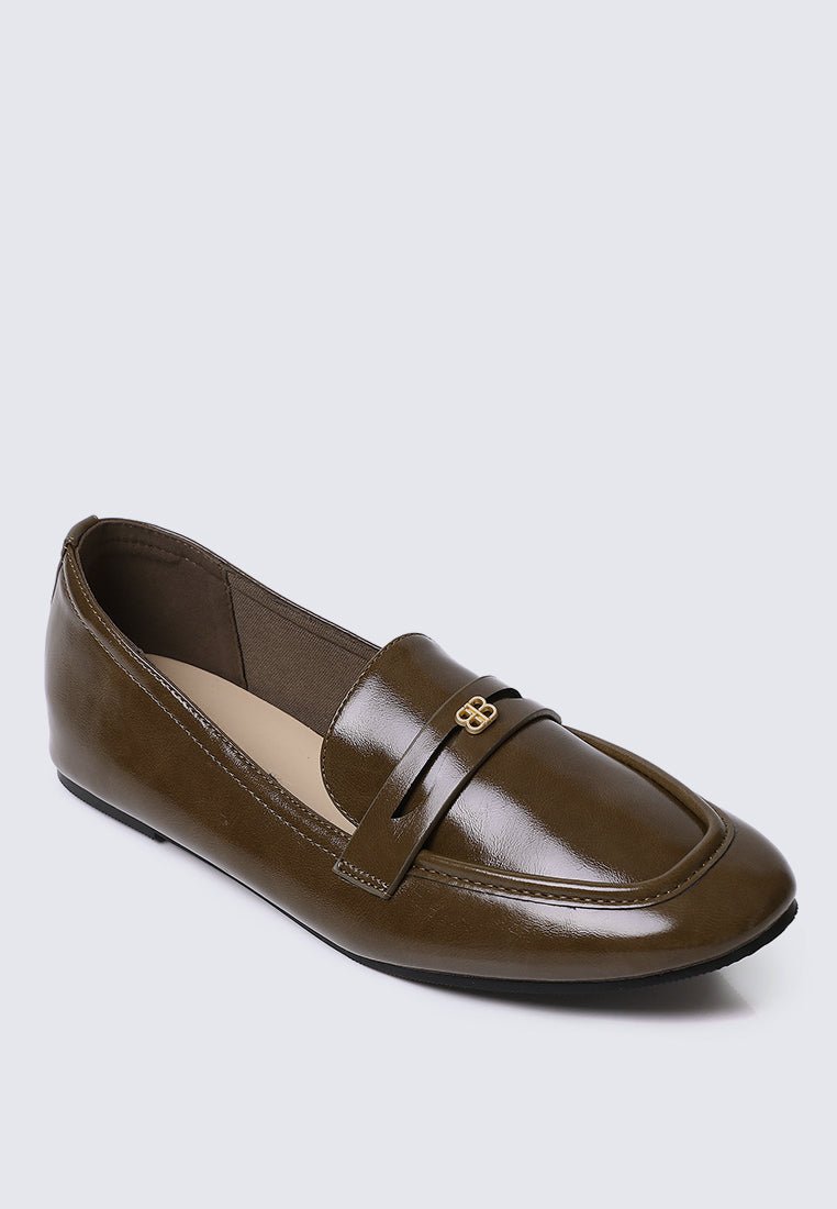 Noa Comfy Loafers In OliveLoafers - myballerine