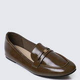 Noa Comfy Loafers In OliveLoafers - myballerine