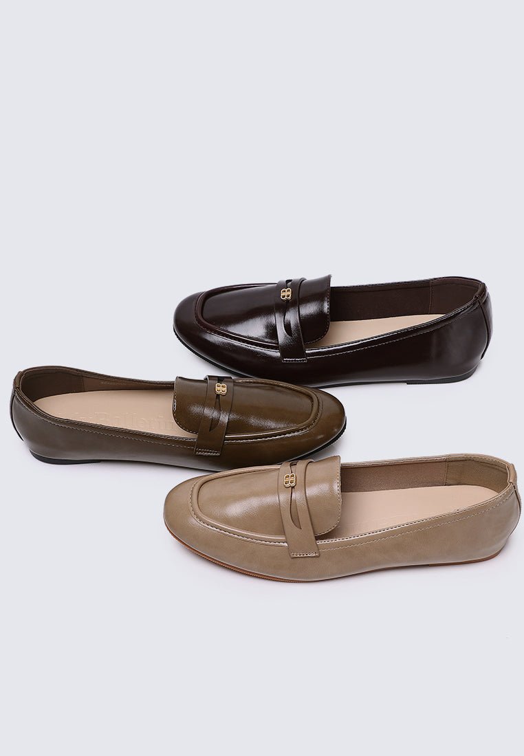 Noa Comfy Loafers In OliveLoafers - myballerine