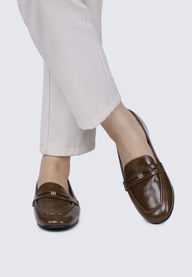 Noa Comfy Loafers In OliveLoafers - myballerine