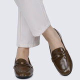 Noa Comfy Loafers In OliveLoafers - myballerine