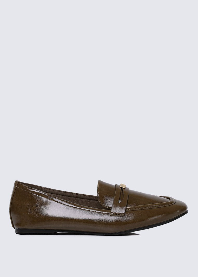Noa Comfy Loafers In OliveLoafers - myballerine