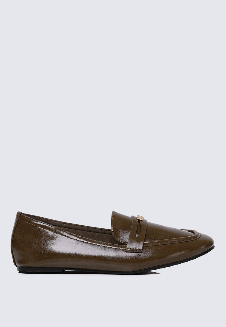 Noa Comfy Loafers In OliveLoafers - myballerine