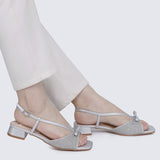 Ophelia Comfy Sandals In SilverHeels - myballerine