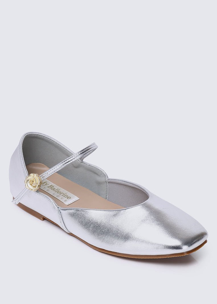 Pétale De Rose Comfy Ballerina In SilverShoes - myballerine