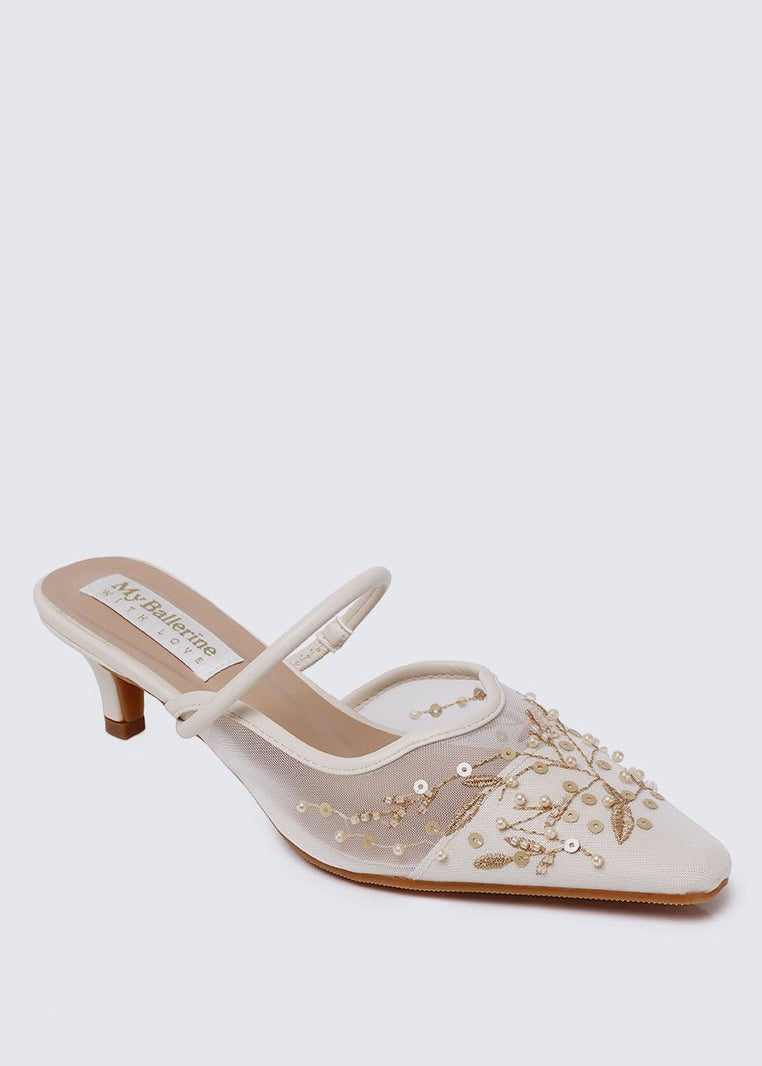 Petaline Comfy Heels In IvoryHeels - myballerine