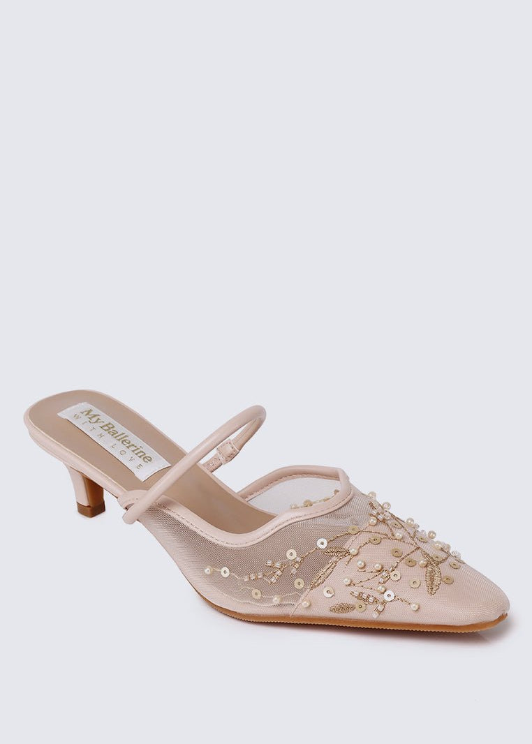 Petaline Comfy Heels In Nude PinkHeels - myballerine