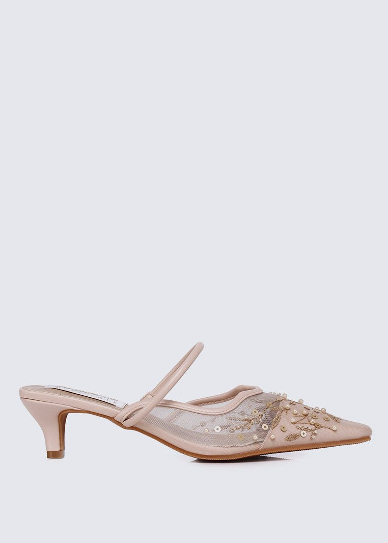 Petaline Comfy Heels In Nude PinkHeels - myballerine