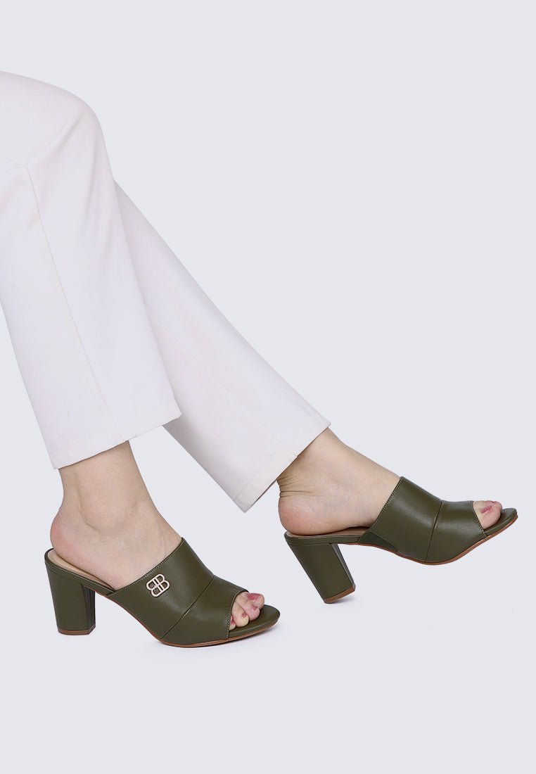 Sara Comfy Heels In OliveHeels - myballerine